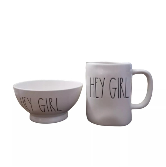 Rae Dunn Hey Girl Mug And Hey Girl Bowl Set - Picture 2 of 10